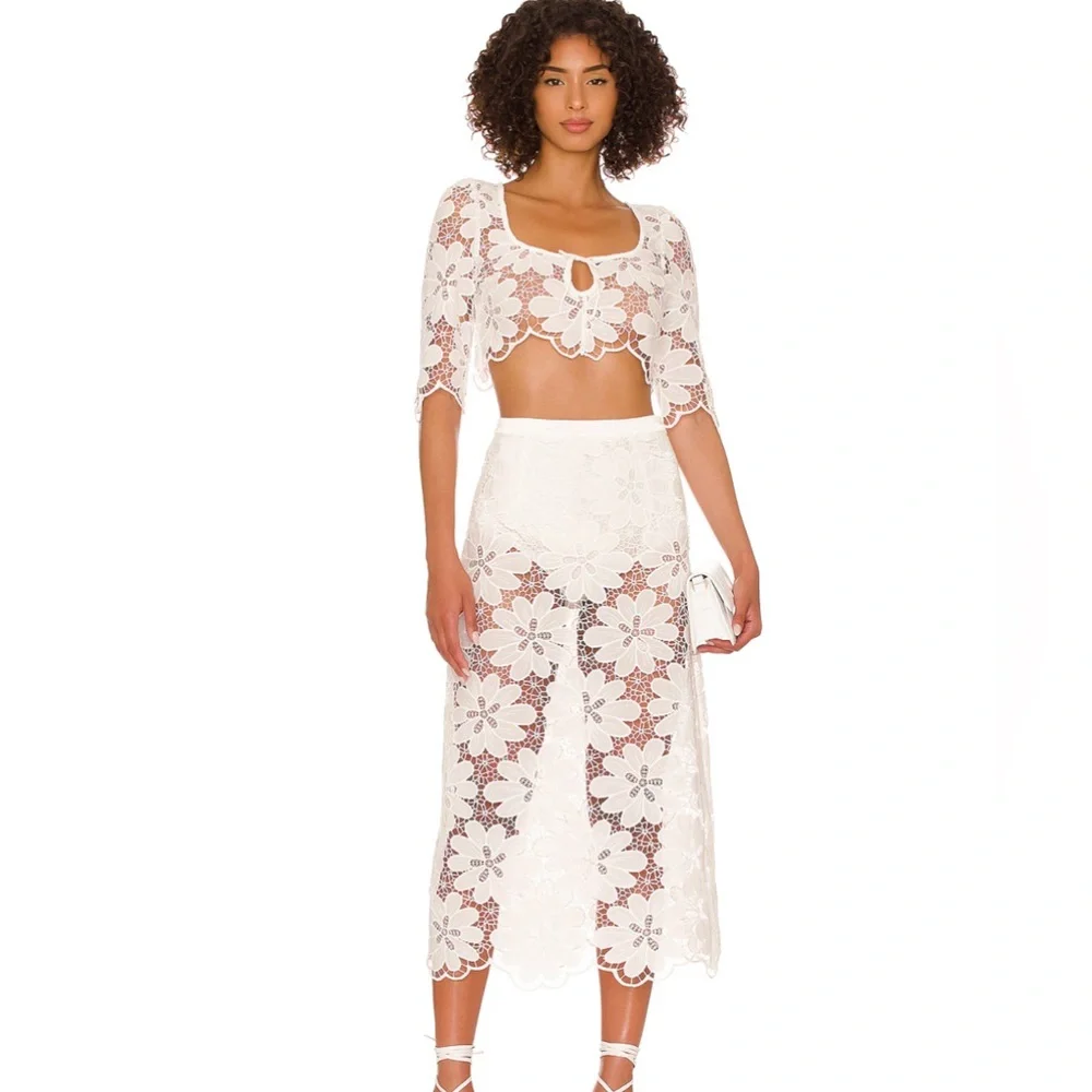 For Love & Lemons MALIKA CROP TOP. White. Size XS. New with Tags.